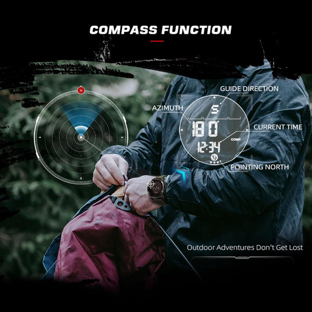 CakCity Relojes tácticos para hombres, relojes deportivos militares con caja de fibra de carbono, reloj ligero impermeable para mujeres/hombres, relojes digitales con brújula, contador de pasos
