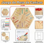 HOROW Wahoo - Juego de mesa original de madera de 23.6 pulgadas, clásico juego de pista rápida pintado de 2 lados para 4 jugadores y 6 jugadores con 30 canicas, 6 dados para noche de juegos familiares (extra grande)