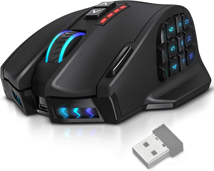 UtechSmart Venus Pro RGB Ratón inalámbrico para juegos MMO, sensor...