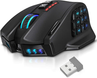UtechSmart Venus Pro RGB Ratón inalámbrico para juegos MMO, sensor...