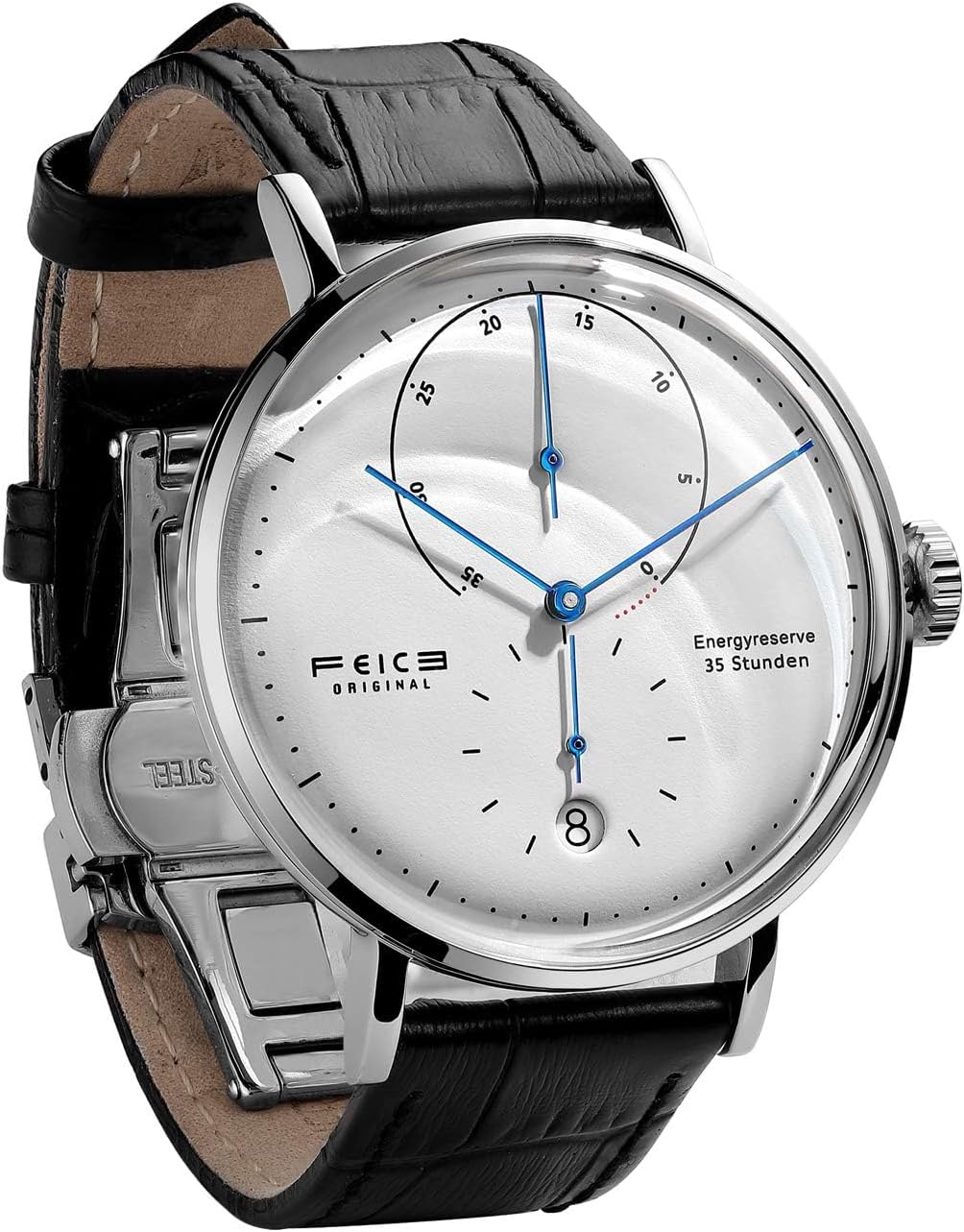 FEICE Reloj para Hombres Bauhaus Reloj Mecánico para Hombre Análogo Impermeable Automático Estilo Casual de Vestir con Espejo Convexo Correas de Cuero Fecha -FM202