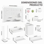 Organizador de escritorio con tablero perforado blanco, 23.62 x 15.75 in con ganchos