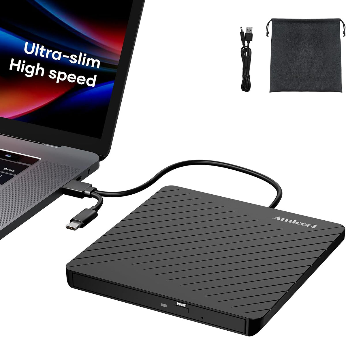 Amicool - Grabador externo USB-C USB 3.0 de CD\/DVD para computador...