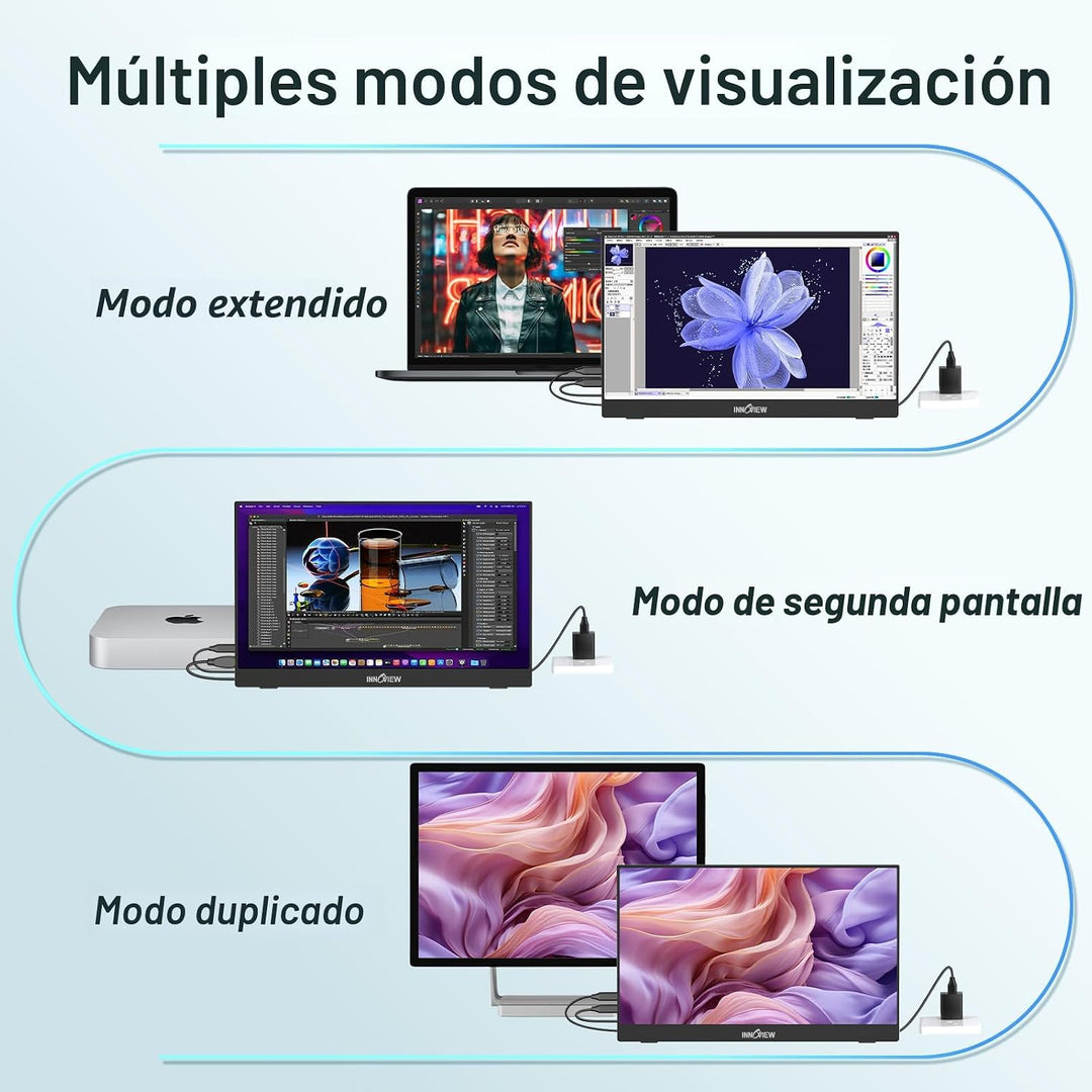 InnoView Monitor portátil, 15.6 pulgadas FHD 1080P HDMI USB C segun...