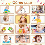 Juego de instrumentos musicales para niños, 20 piezas de instrumentos de percusión de madera para bebés y niños con maracas de xilófono pandereta, juguetes musicales preescolares para niños y niñas