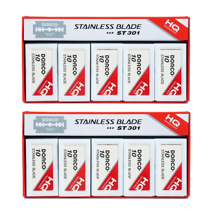 Dorco ST301 Platinum - Cuchillas de afeitar de doble filo, 200 unid...