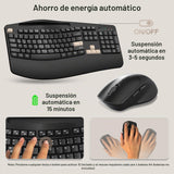 Combo de teclado y mouse inalámbricos, teclas onduladas de tamaño c...