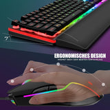 RedThunder K10 - Juego de teclado y mouse y reposamuñecas con cable...