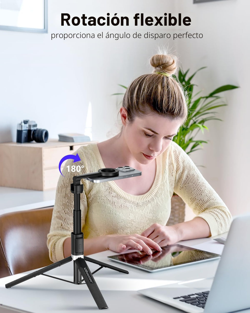 UBeesize Trípode magnético para iPhone con control remoto, soporte extensible de 64 pulgadas para grabación de video/vlogging, N52 fuerte soporte para iPhone 12-15/Android, trípode portátil para selfie de viaje (negro)