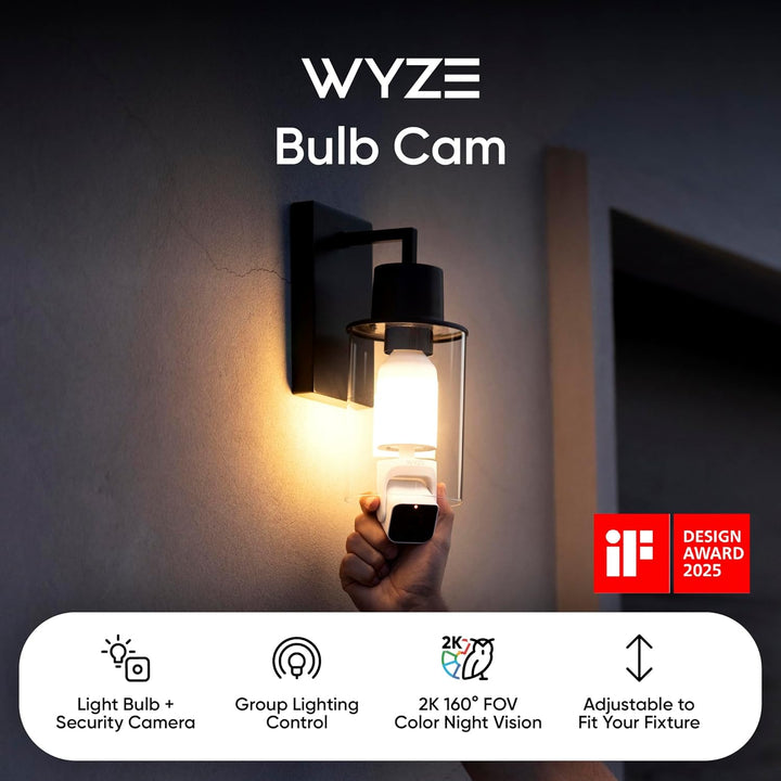 WYZE Cámara de seguridad con bombilla, 2K HD cámara de bombilla par...