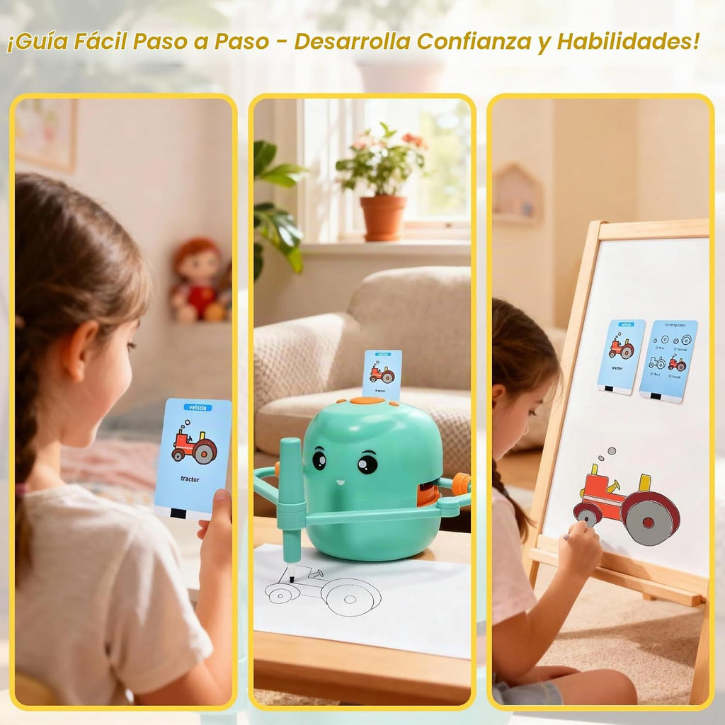 Robot de dibujo para niños, 150 tarjetas de juguete para edades de 3, 4, 5
