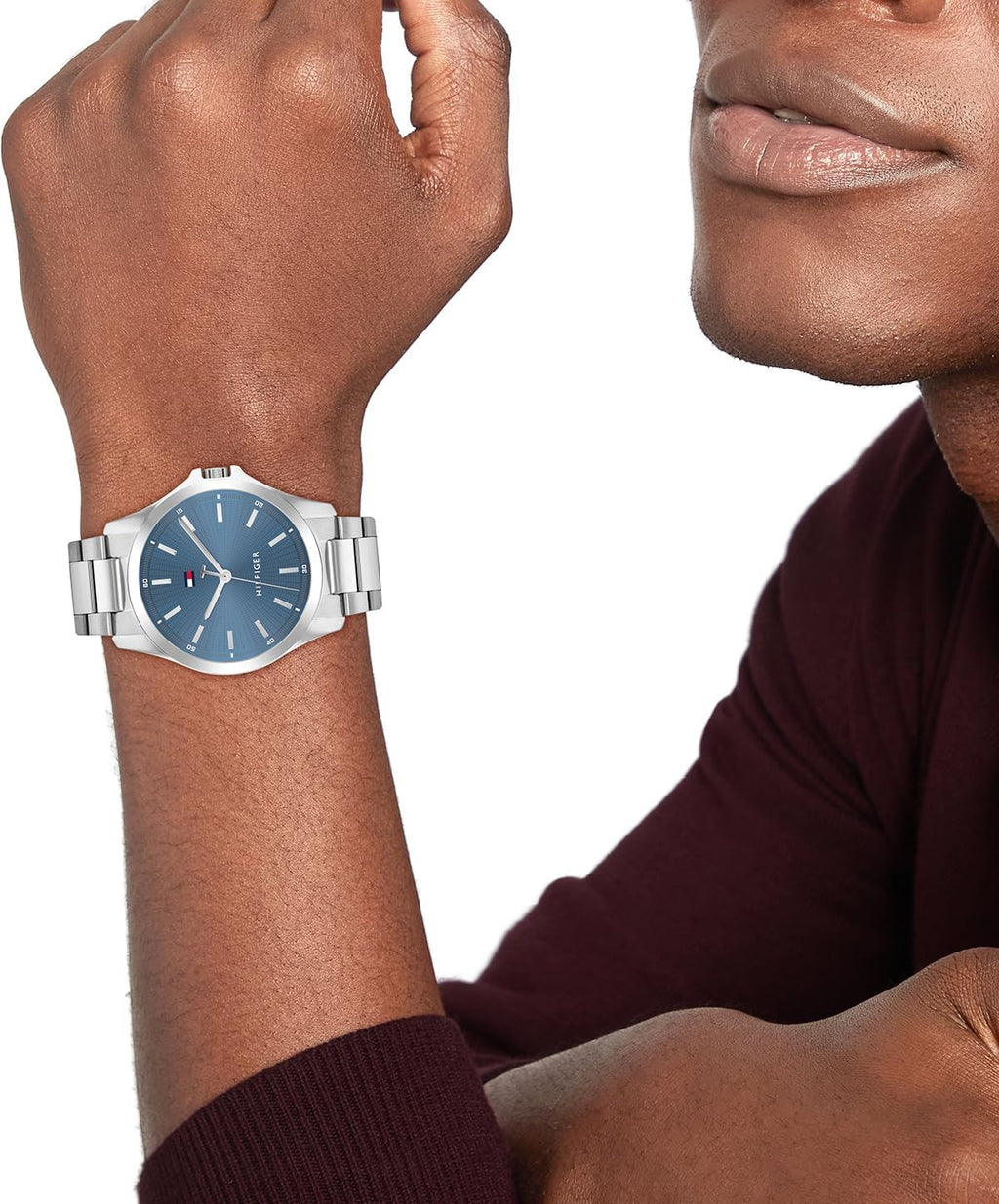 Tommy Hilfiger - Reloj de cuarzo para hombre de 3H, pulsera de acero inoxidable, resistente al agua 3 ATM, pieza moderna y elegante, regalo para él, 42mm