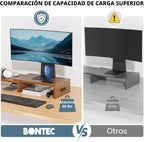 BONTEC Soporte Dual para Monitor Regulable en Longitud y Ángulo de Giro, Nogal