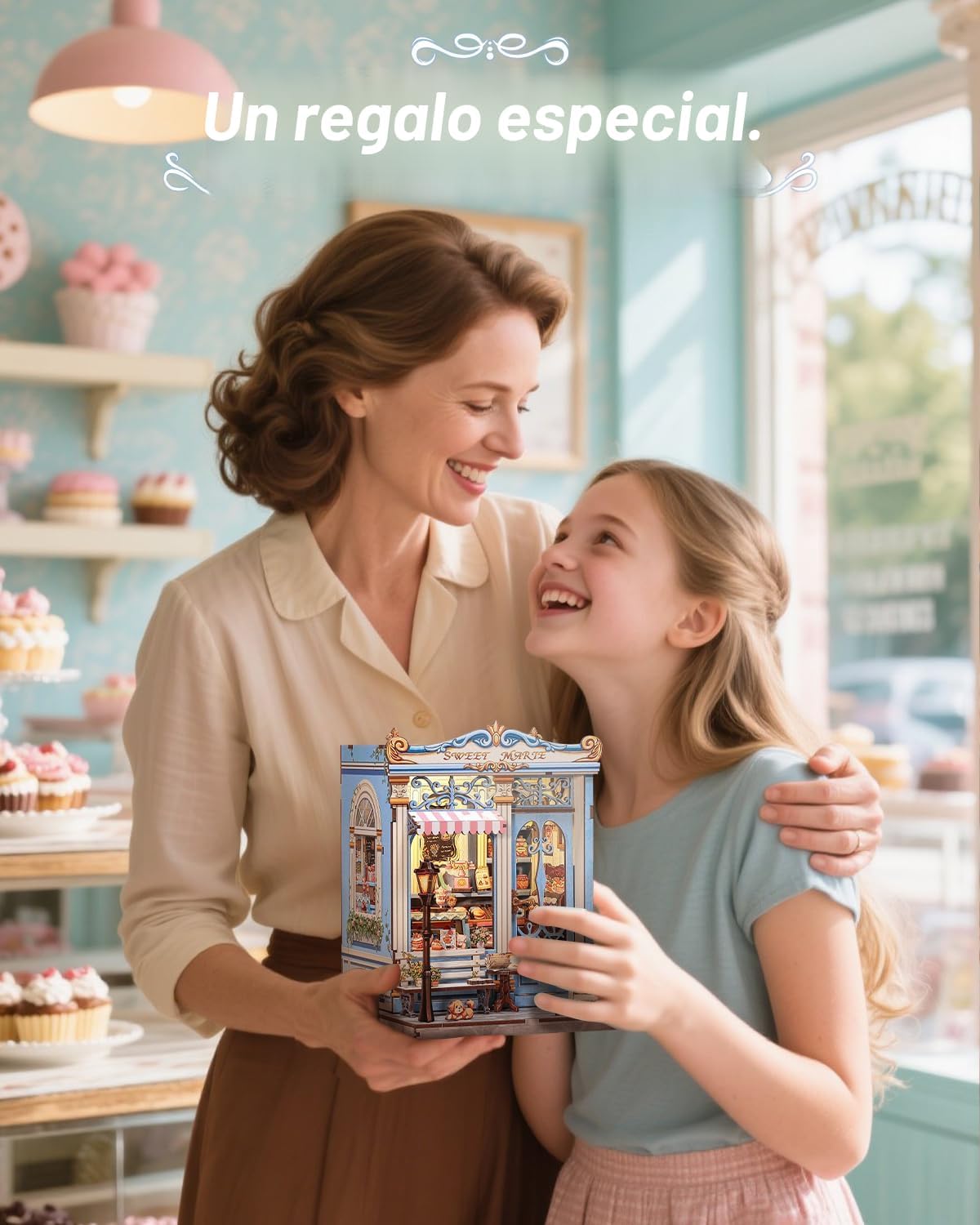 CUTEBEE - Kit de rincón de libro de rompecabezas 3D, kit de casa de muñecas en miniatura para adultos