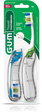 GUM Cepillo de dientes de viaje plegable, cabezal compacto + limpia...
