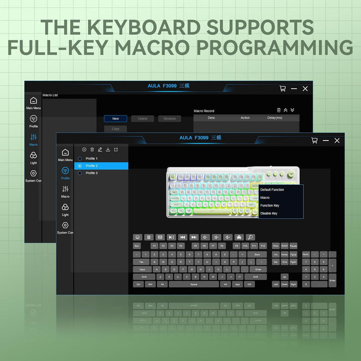 Aula F3099 - Teclado inalámbrico con perilla multimedia, triple mod...