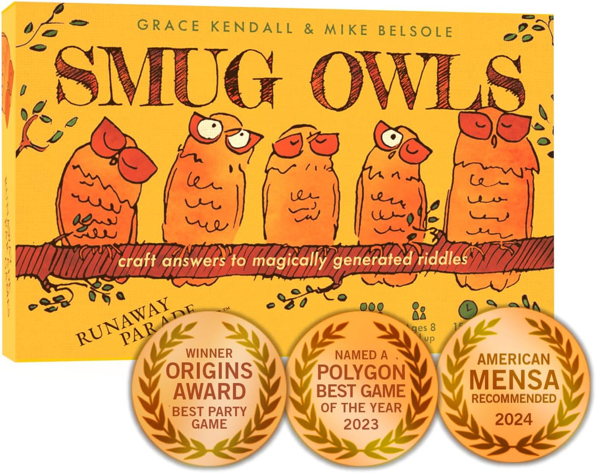 Smug Owls Card Game- Premio ganador divertido y creativo para fiestas de acertijos