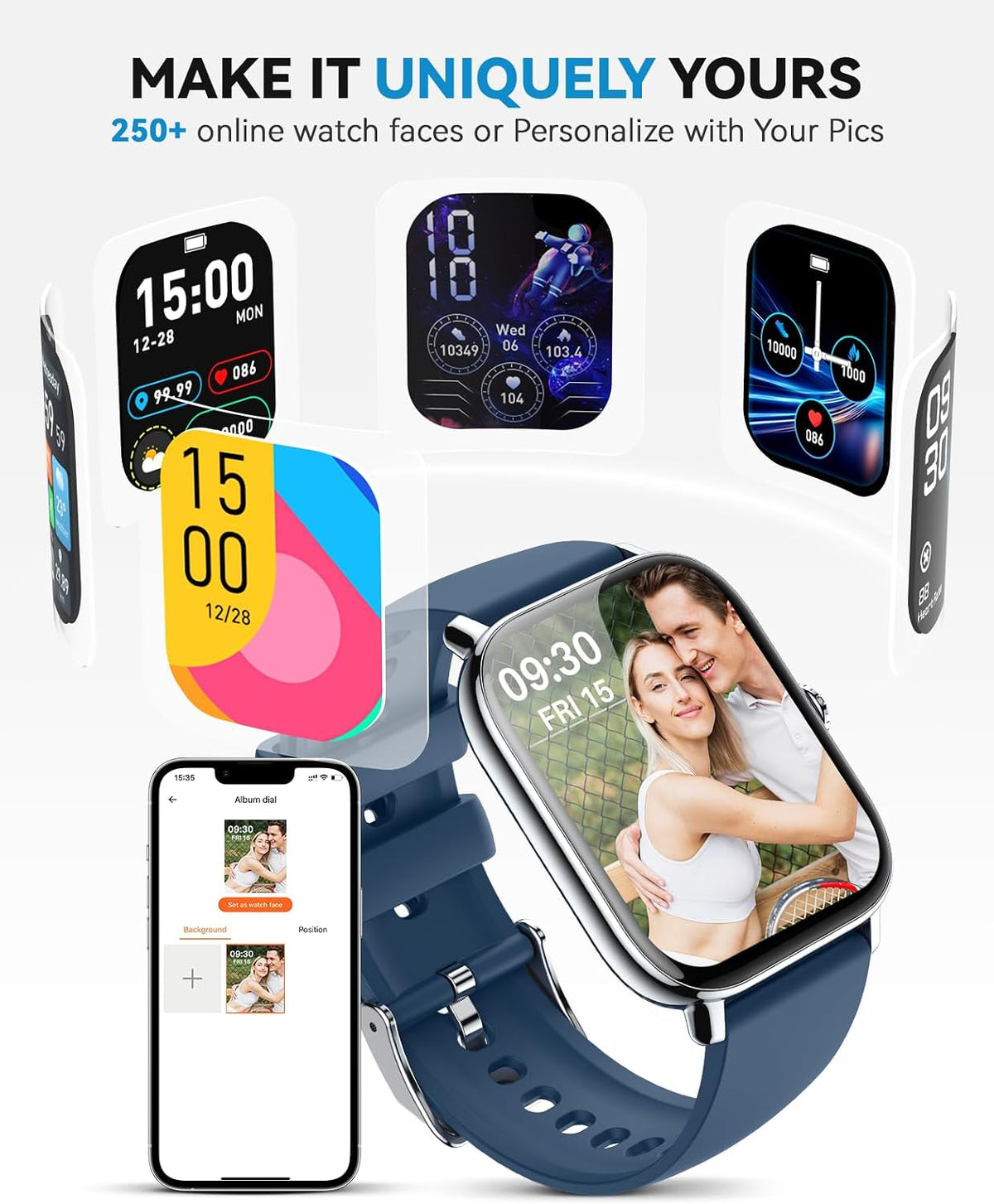 Reloj inteligente para mujeres y hombres, contador de actividad, reloj inteligente 2025 IP68 impermeable con monitor de actividad y contador de actividad, compatible con Android, iPhone, iOS, Samsung