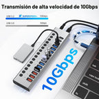 VANGREE, MK1-1200800C8, hub USB 3.2 de 17 puertos, alimentado, adaptador 12V/8A