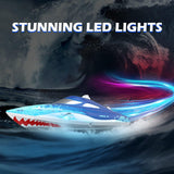 DEERC Barco de control remoto proporcional completo con luces LED,...