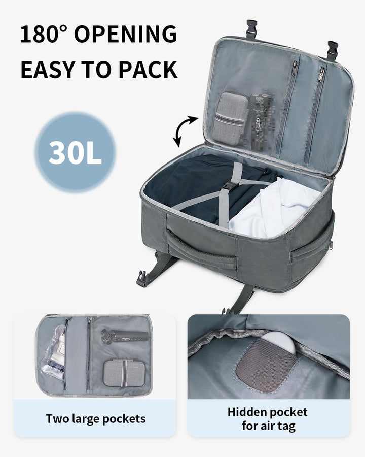 ECOHUB Mochila de Viaje Mochila de Equipaje de Mano, Gris-2, Mochil...