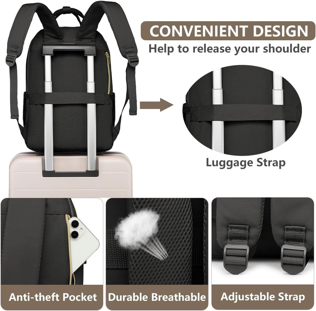 bagswan Mochila para laptop para mujer, 21-negro, 17,3 pulg., Mochi...