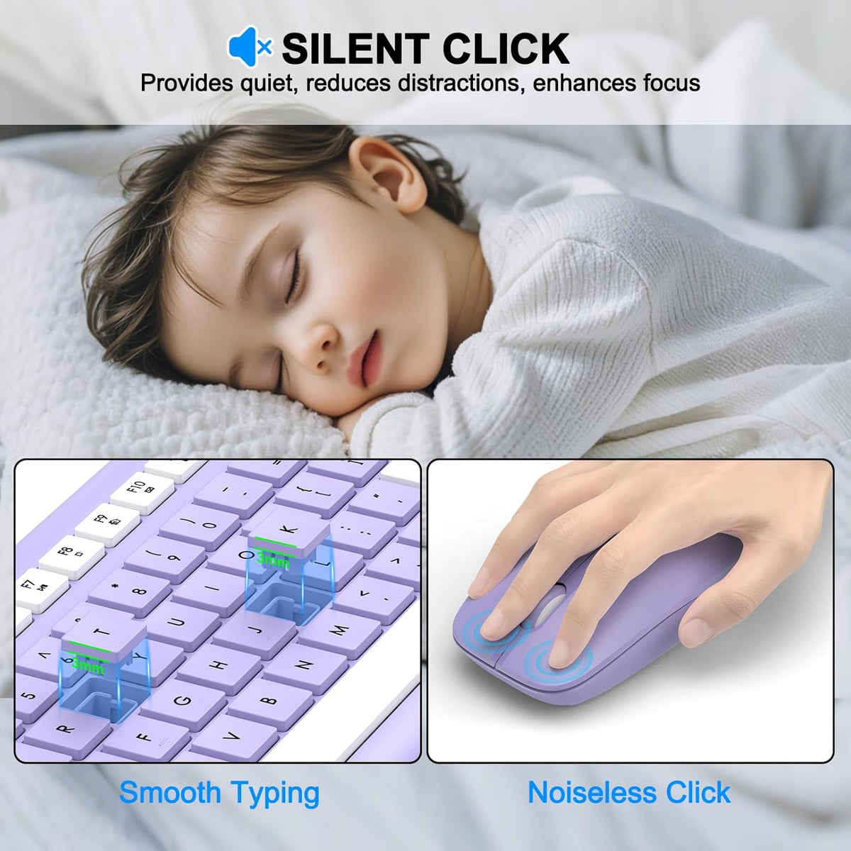 Combo de teclado y mouse inalámbricos, teclado silencioso de tamaño...