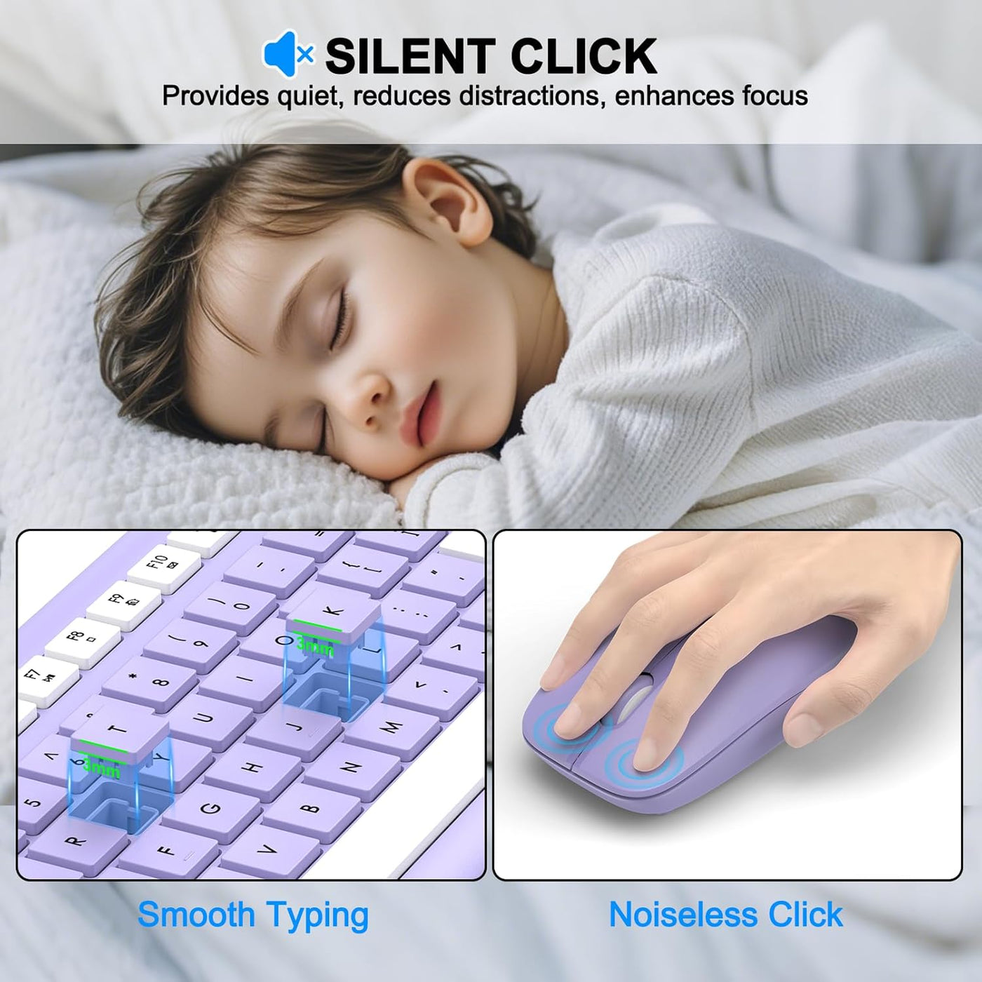 Combo de teclado y mouse inalámbricos, teclado silencioso de tamaño...