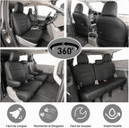 EKR - Funda de asiento para vehículo, 8 asientos, 2da fila con división 424, juego completo, tres filas, cuero, color negro