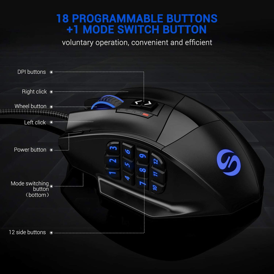 UtechSmart Venus Gaming Mouse RGB con cable, 16400 DPI de alta prec...
