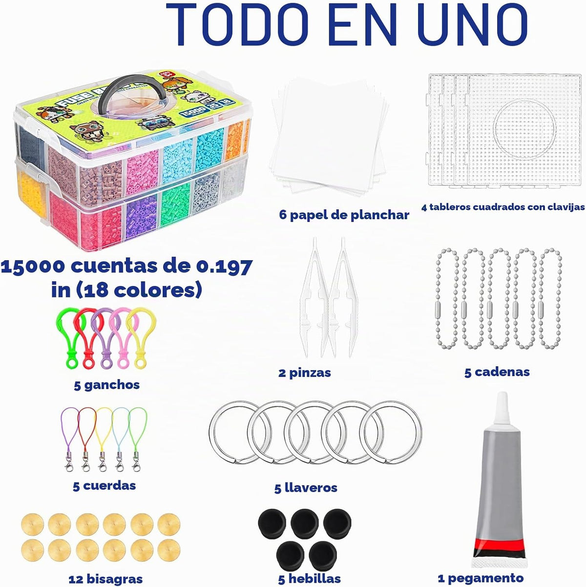 15000 5mm Fuse Beads Kit para Craft Gifts - 18 Colors