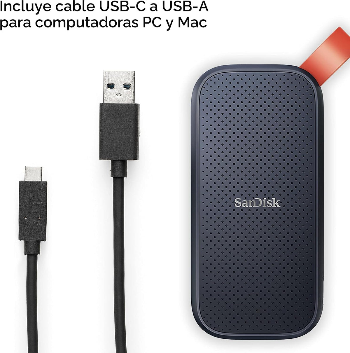 SanDisk 1TB SSD portátil - Hasta 800MB\/s, USB-C, USB 3.2 Gen 2, fi...