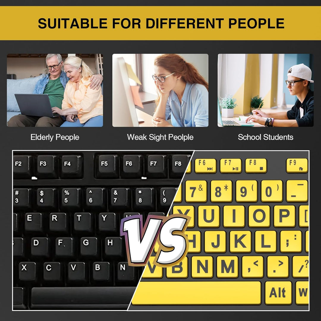 SABLUTE Teclados de computadora de letra grande, USB con cable de a...