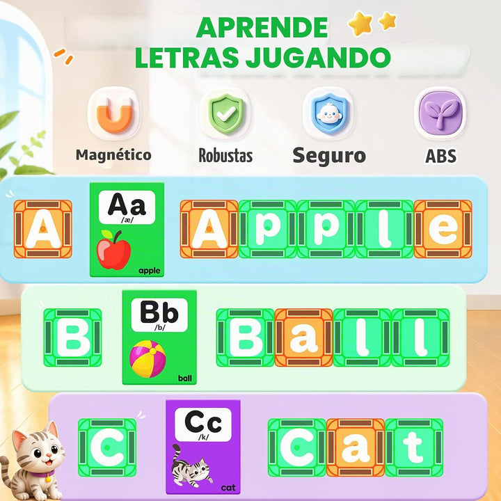 Bloques de construcción magnéticos para niños de 3 a 12 años, letra...