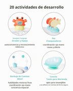 Skip Hop Centro de actividades para bebés 2 en 1 con más de 20 actividades de desarrollo, piano musical iluminado para jugar al tiempo boca abajo, 4 juguetes móviles y con clip y asiento giratorio de