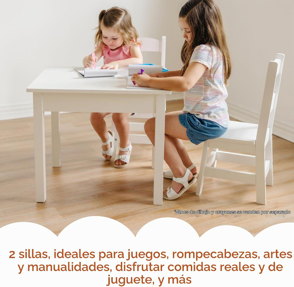 Mesa de Madera Maciza Melissa & Doug y 2 Sillas para Sala de Juegos