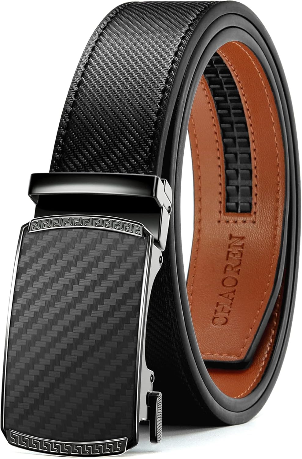 CHAOREN Cinturón para hombre de cuero con trinquete - Ajuste person...