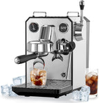 Gemilai G3006A Máquina de café expreso, máquina de café expreso de extracción en frío y caliente para el hogar, control y pantalla PID dual, bomba de 15 bares, programa de preparación ajustable