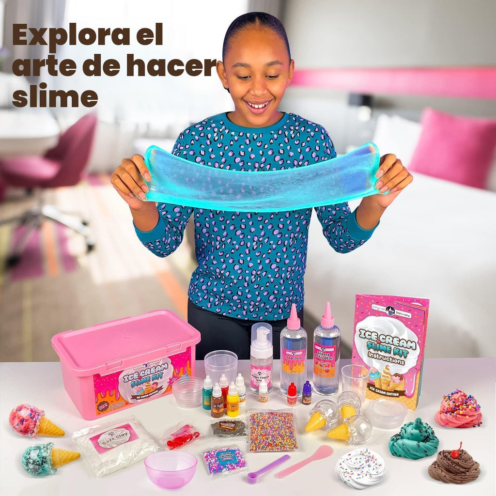 Original Stationery Kit de limo de helado para niñas, juego de fabricación de slime perfumado de cereza con 31 piezas, divertidas artes y manualidades para niños de 8 a 12 años, regalo de cumpleaños