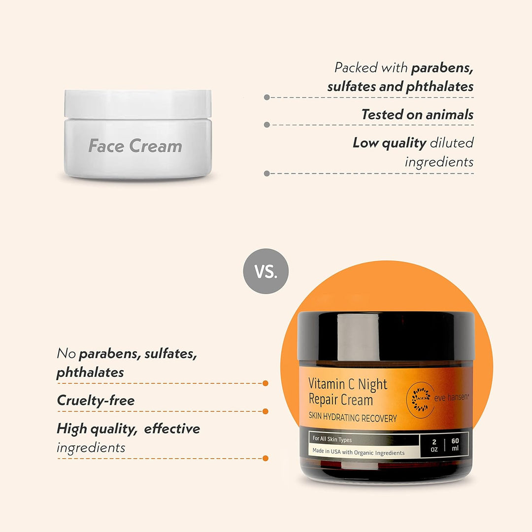 Vitamina C, crema reparadora de noche, crema hidratante antienvejec...