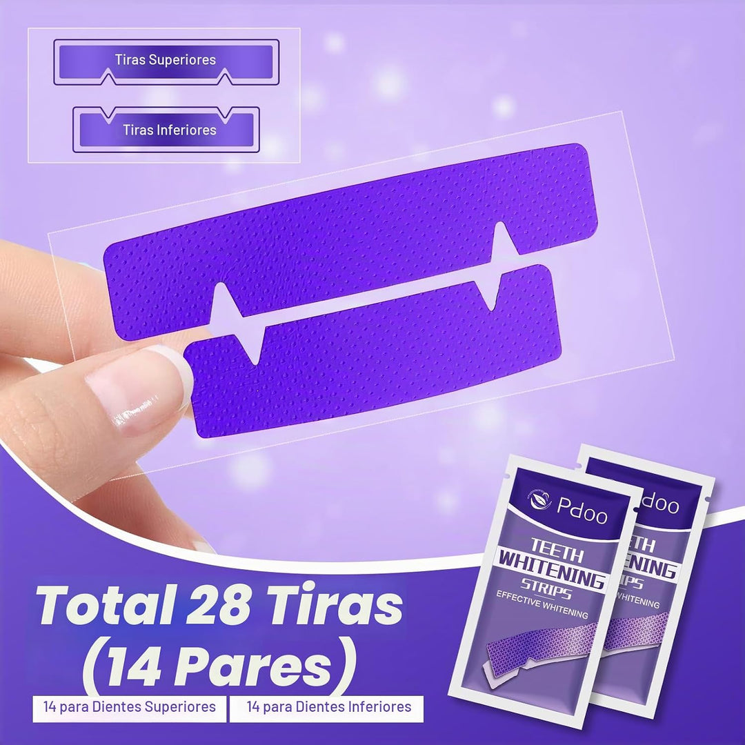Tiras blanqueadoras de dientes moradas \u2013 28 tiras blanqueadora...