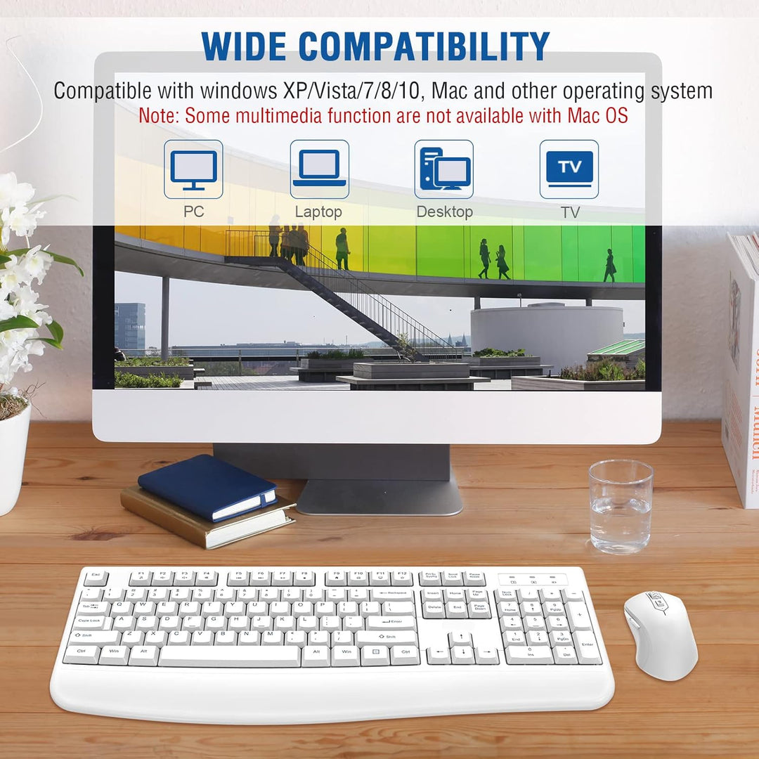EDJO - Combo de teclado y mouse inalámbricos, teclado ergonómico de...