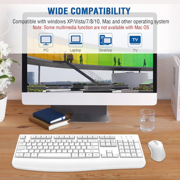 EDJO - Combo de teclado y mouse inalámbricos, teclado ergonómico de...