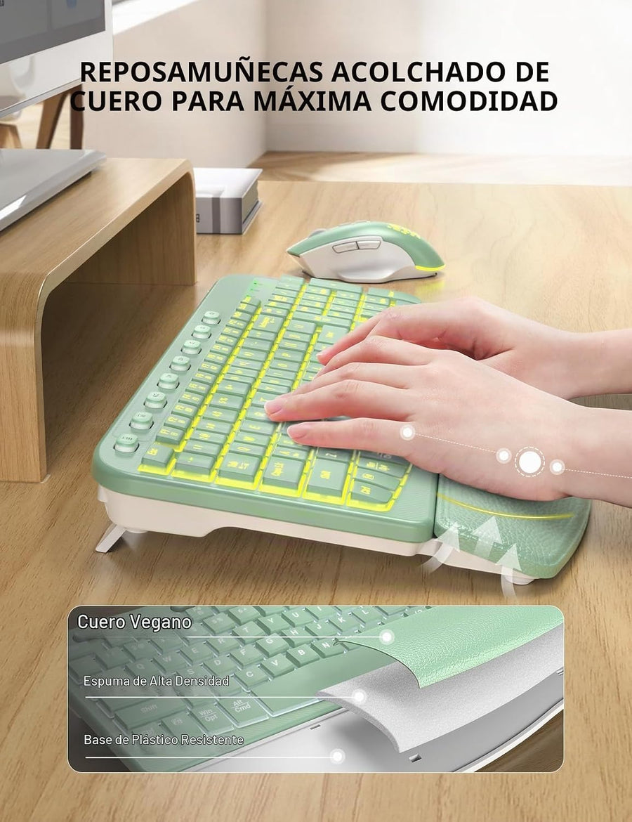 SABLUTE Combo de teclado y mouse inalámbrico ergonómico - Teclado d...