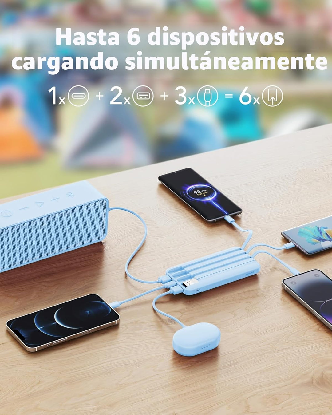 Cargador portátil Charmast con cables incorporados, banco de energí...