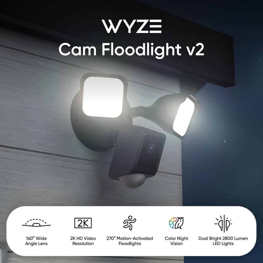 WYZE Cámara Floodlight v2, Cámara de Seguridad para Exteriores, 2K...