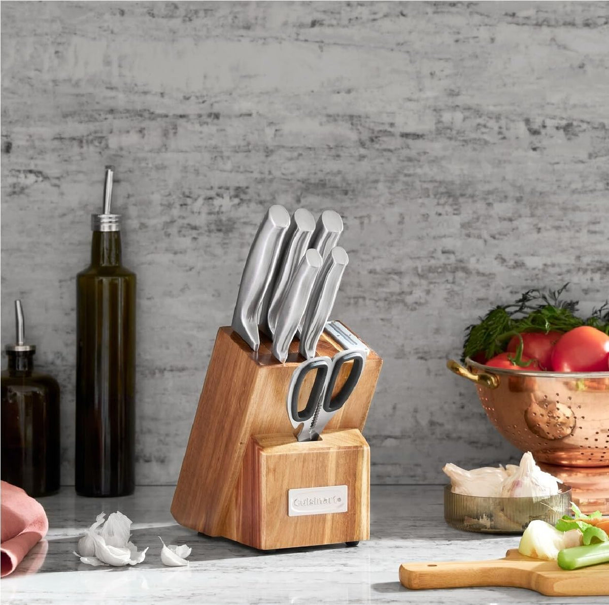Cuisinart Juego de Cuchillos Esenciales de Acero Inoxidable de 7 Piezas con Bloque y Afilador Integrado