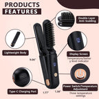 Cepillo alisador de pelo inalámbrico, alisador de pelo portátil de viaje, Negro