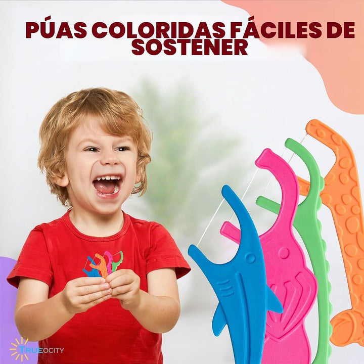 Hilo dental biodegradable para niños, paquete de 200, palillos de h...