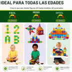 LittleVo - 180 azulejos magnéticos para niños y 2 autos, juguete de bloques